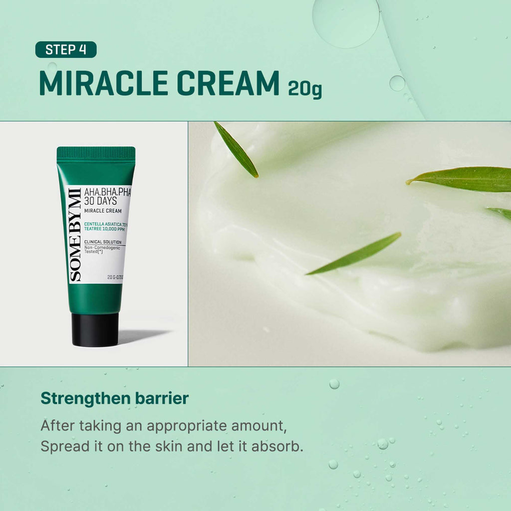 Some By Mi 30 Days AHA-BHA-PHA Miracle AC SOS Kit 4 Pieces (This set contains: 1x 30ml Acne Clear Foam 1x 30ml Toner 1x 20ml Cream 1x 10ml Serum)