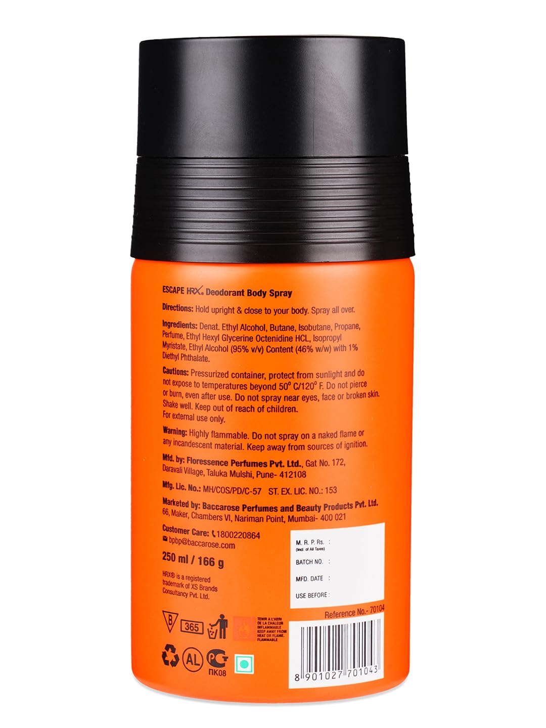 HRX Escape Deodorant 250ml Spray