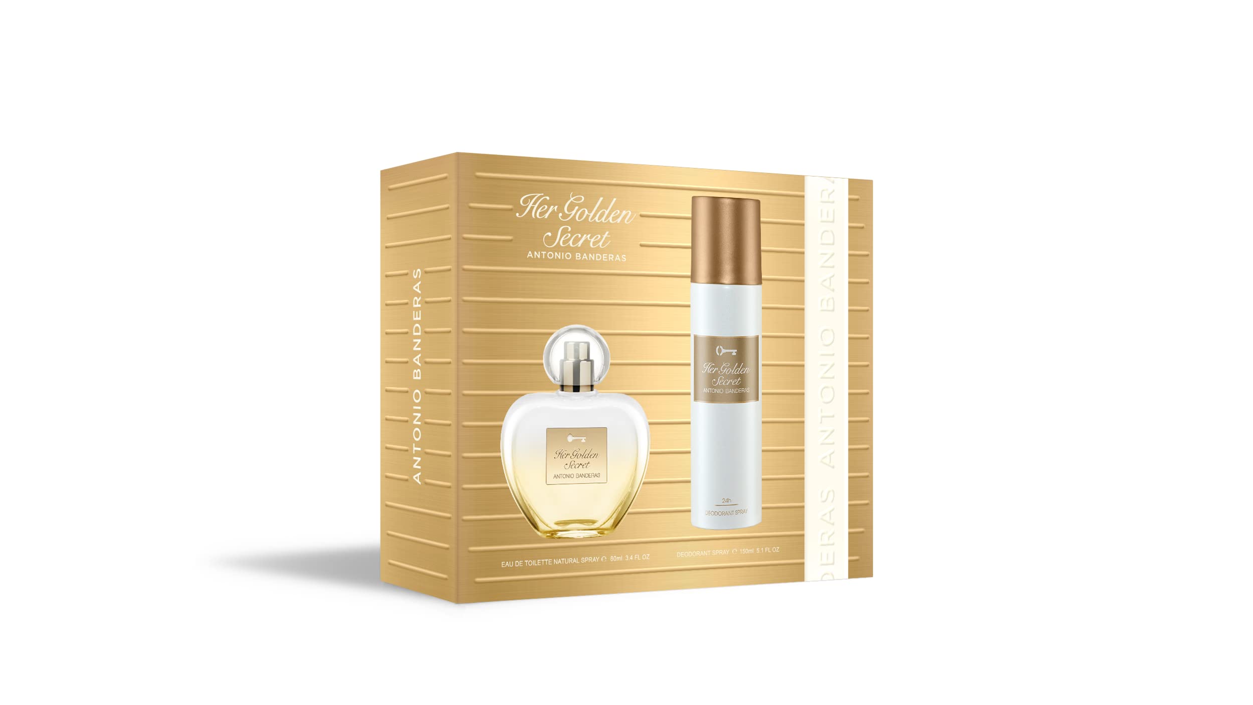 Antonio Banderas Her Golden Secret 2 Piece Gift Set: Eau de Toilette 80ml - Deodorant Spray 150ml - Gift Set at MyBeautyBoutique by Antonio Banderas