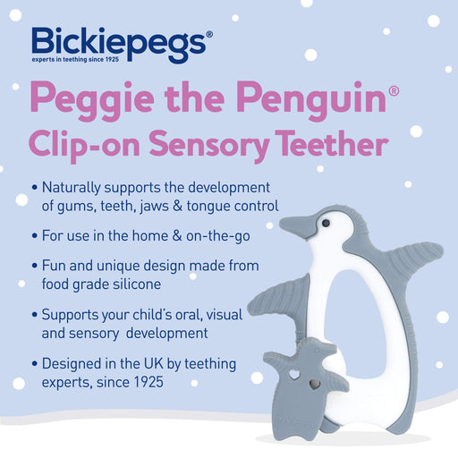 Bickiepegs Peggie The Penguin Sensory Clip On Teether