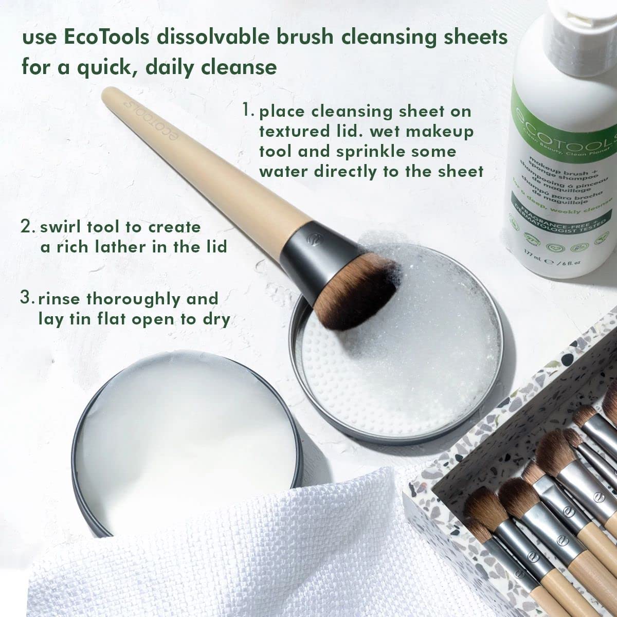 EcoTools Dissolvable Brush Cleaning Sheets 30 Sheets