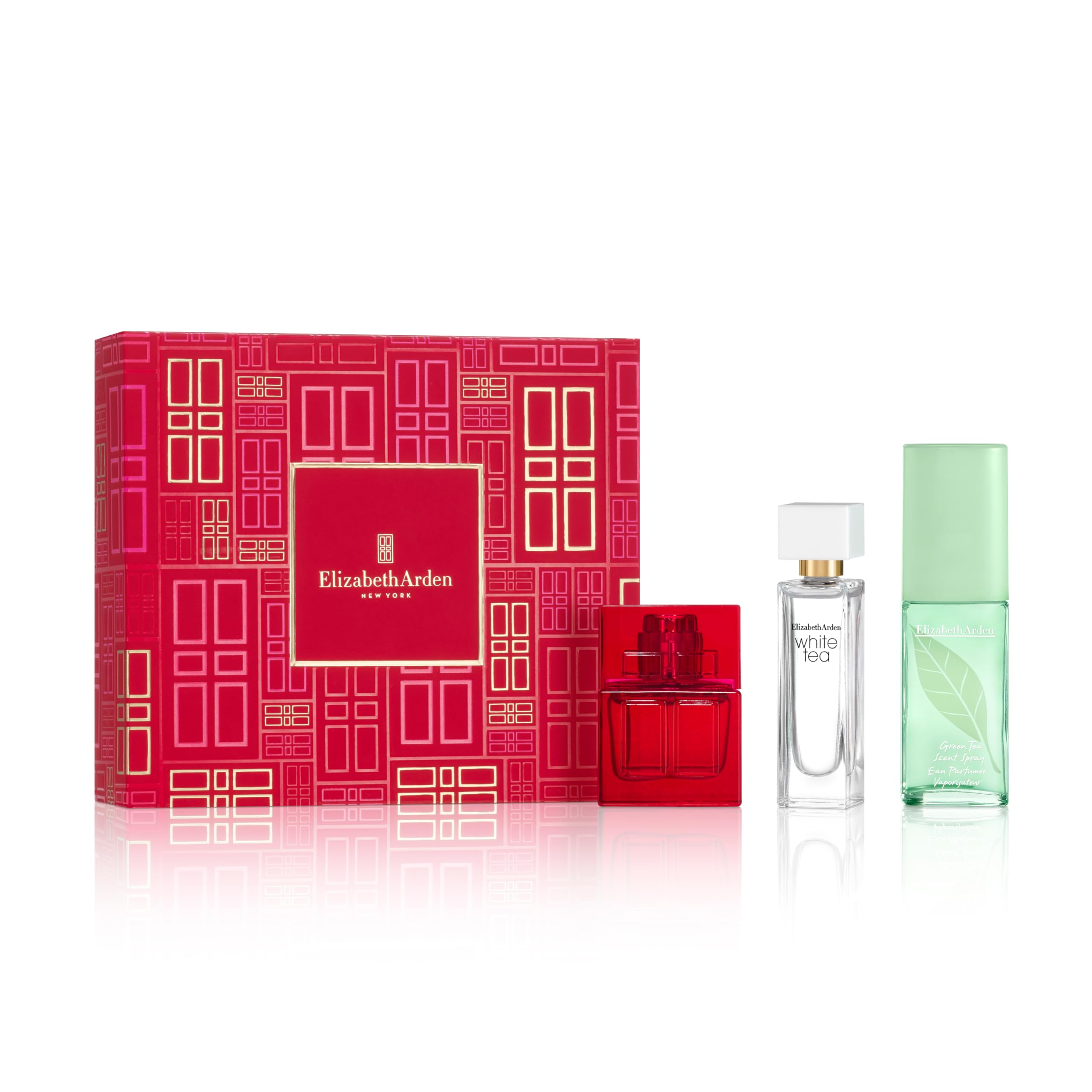 Elizabeth Arden Holiday Fragrance Gift Set 10ml Red Door EDT + 10ml White Tea EDT + 15ml Green Tea Scent Spray