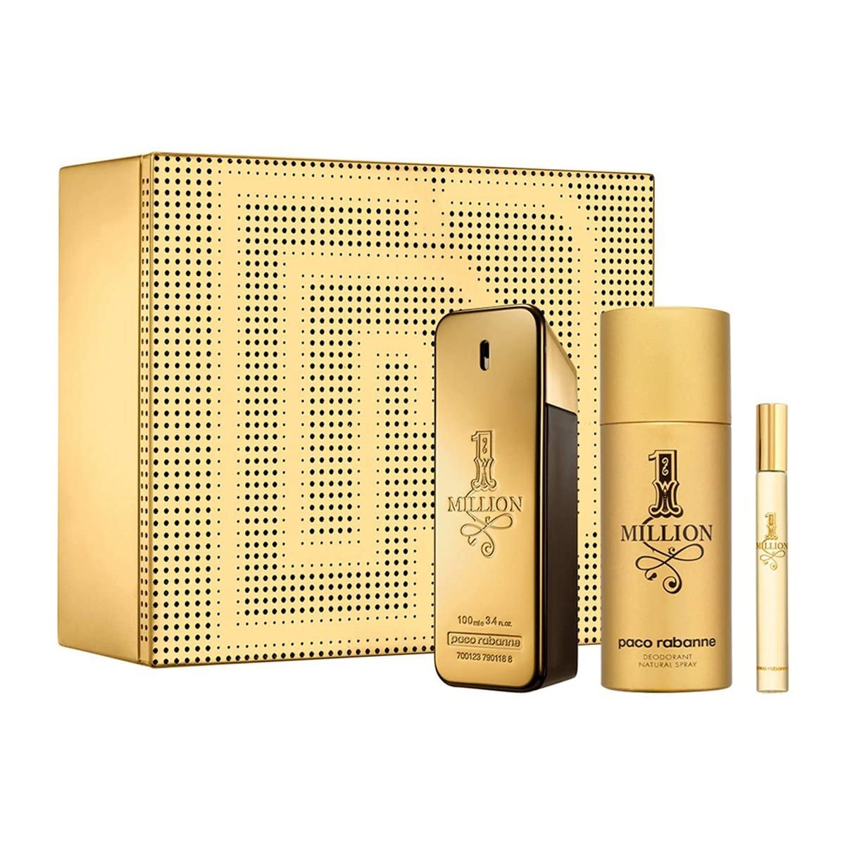 Paco Rabanne 1 Million Gift Set 100ml EDT + 150ml Deodorant Spray + 10ml EDT