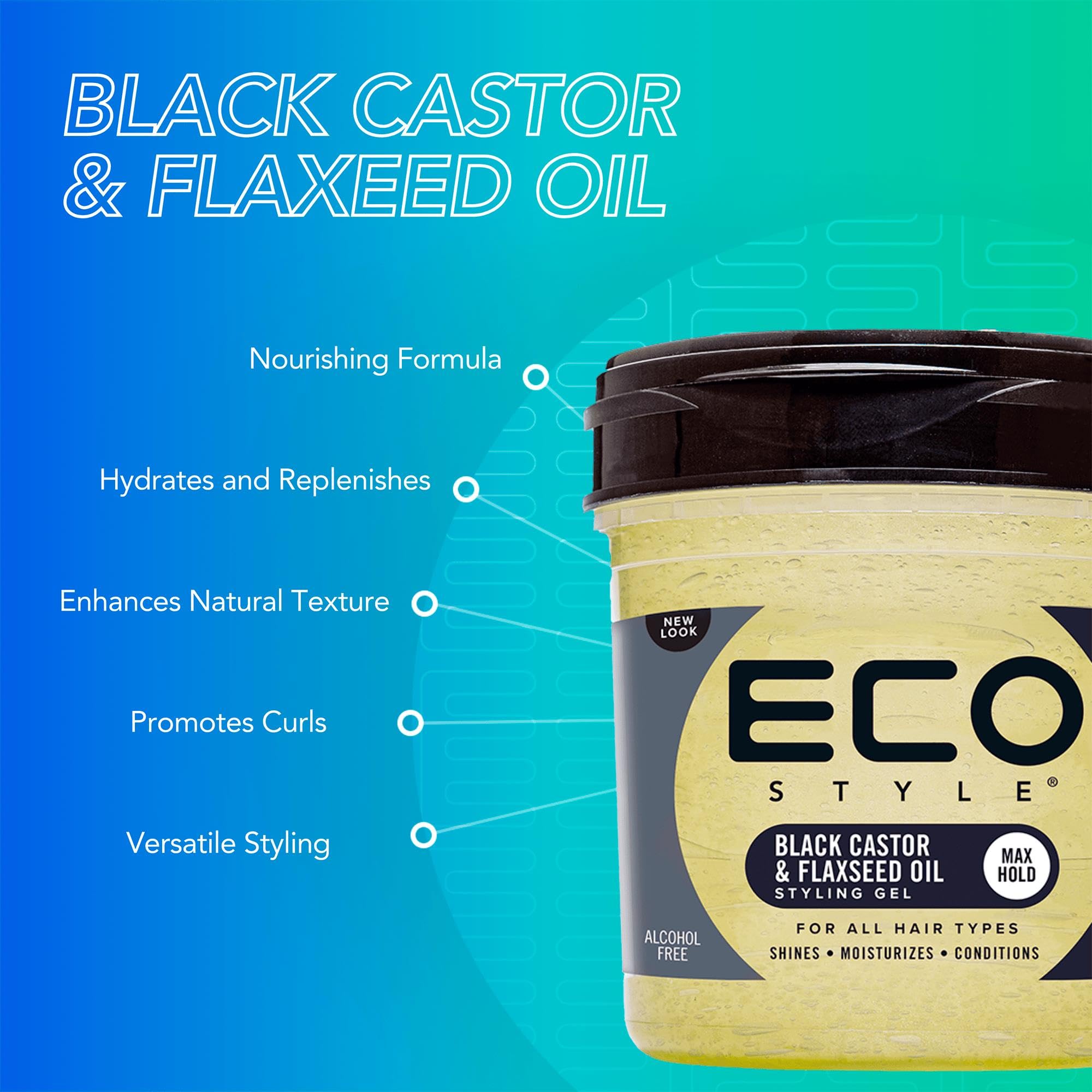 Eco Styler Black Castor & Flaxseed Oil Gel 473ml
