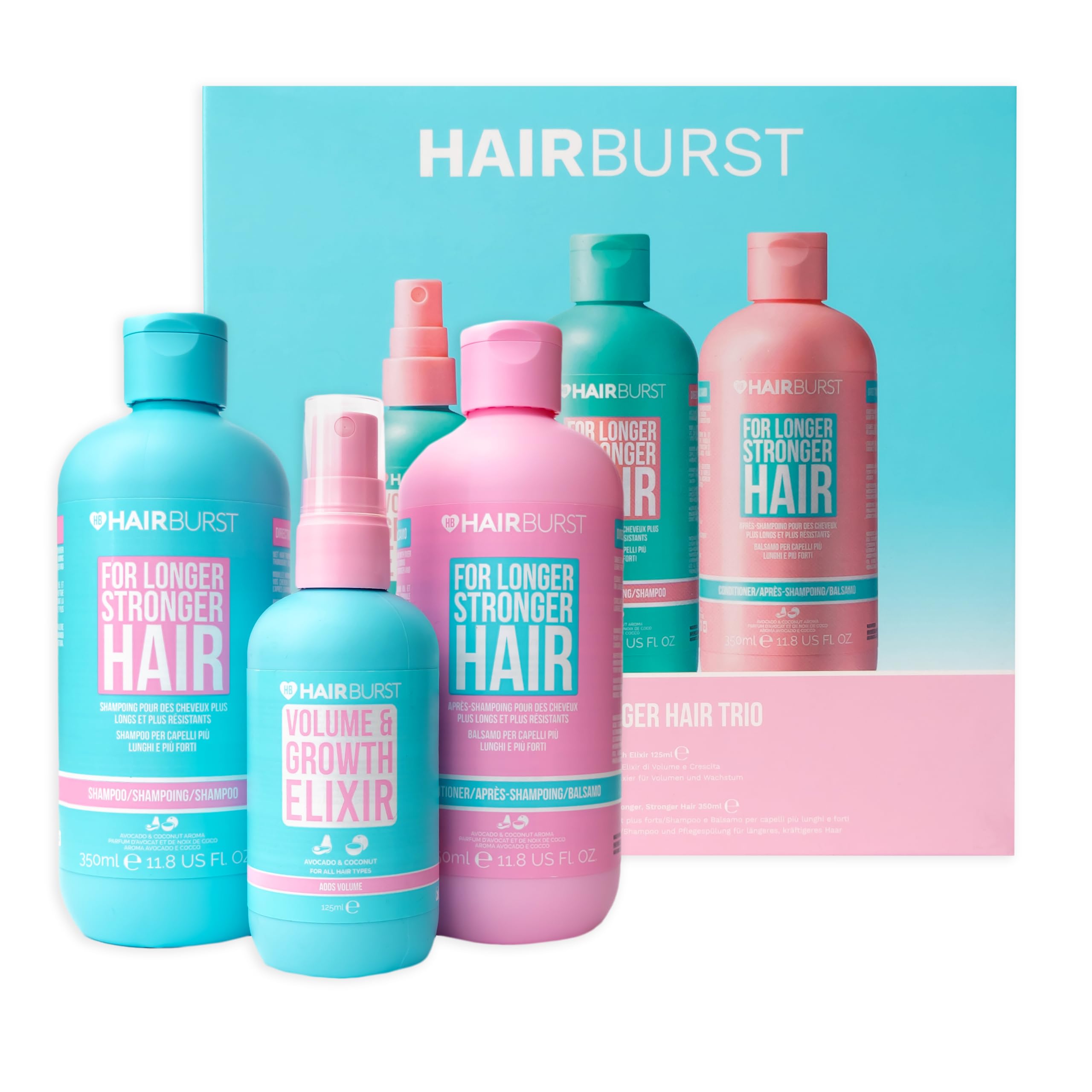 Hairburst Original Trio Bundle - Shampoo 350ml - Conditioner 350ml - Elixir Spray 12ml