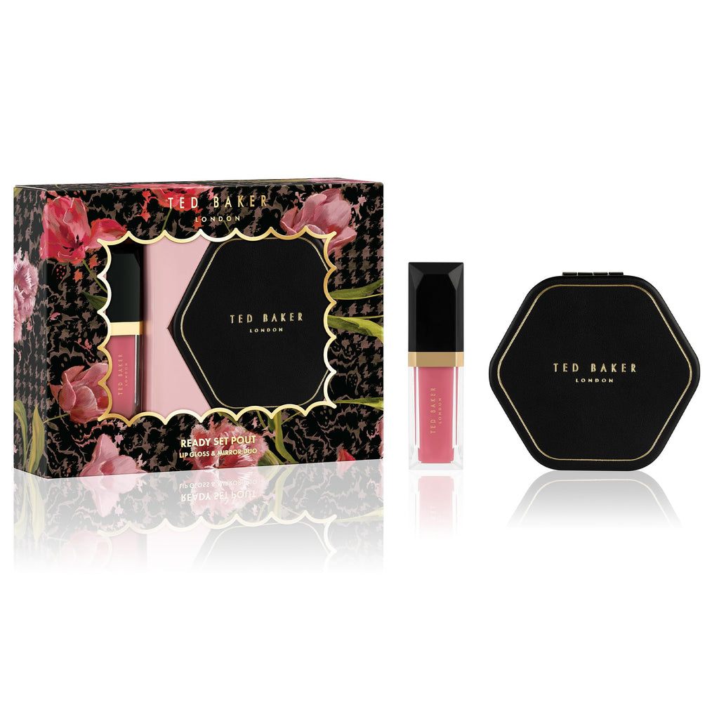 Ted Baker Ready Set Pout Lip Gloss & Mirror Duo Gift Set 1x Lip Gloss + 1x Compact Mirror