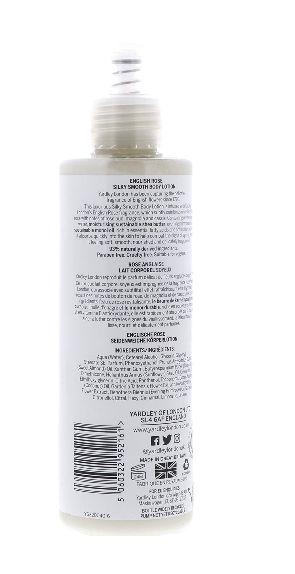 Yardley English Rose Moisturising Body Lotion 250ml