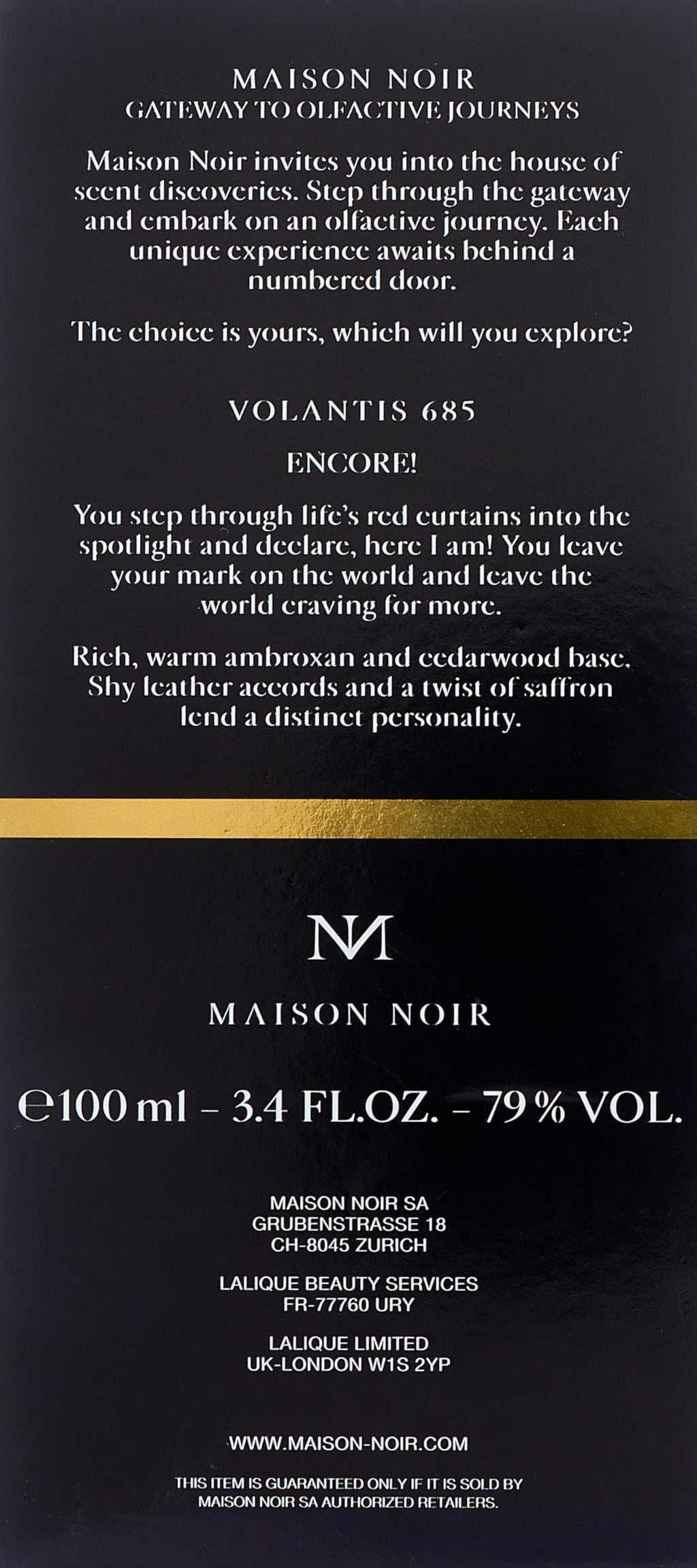 Maison Noir Volantis 685 Eau de Parfum 100ml Spray