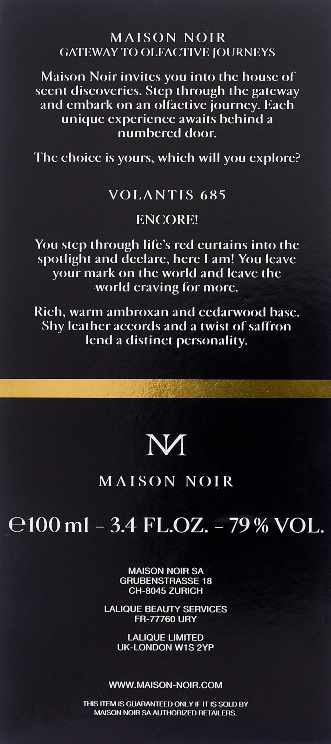 Maison Noir Volantis 685 Eau de Parfum 100ml Spray