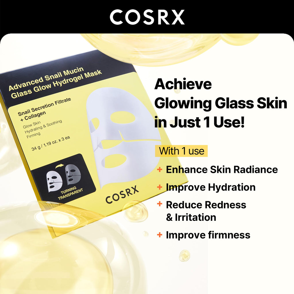 Cosrx Advanced Snail Mucin Glass Glow Hydrogel Face Mask 34g