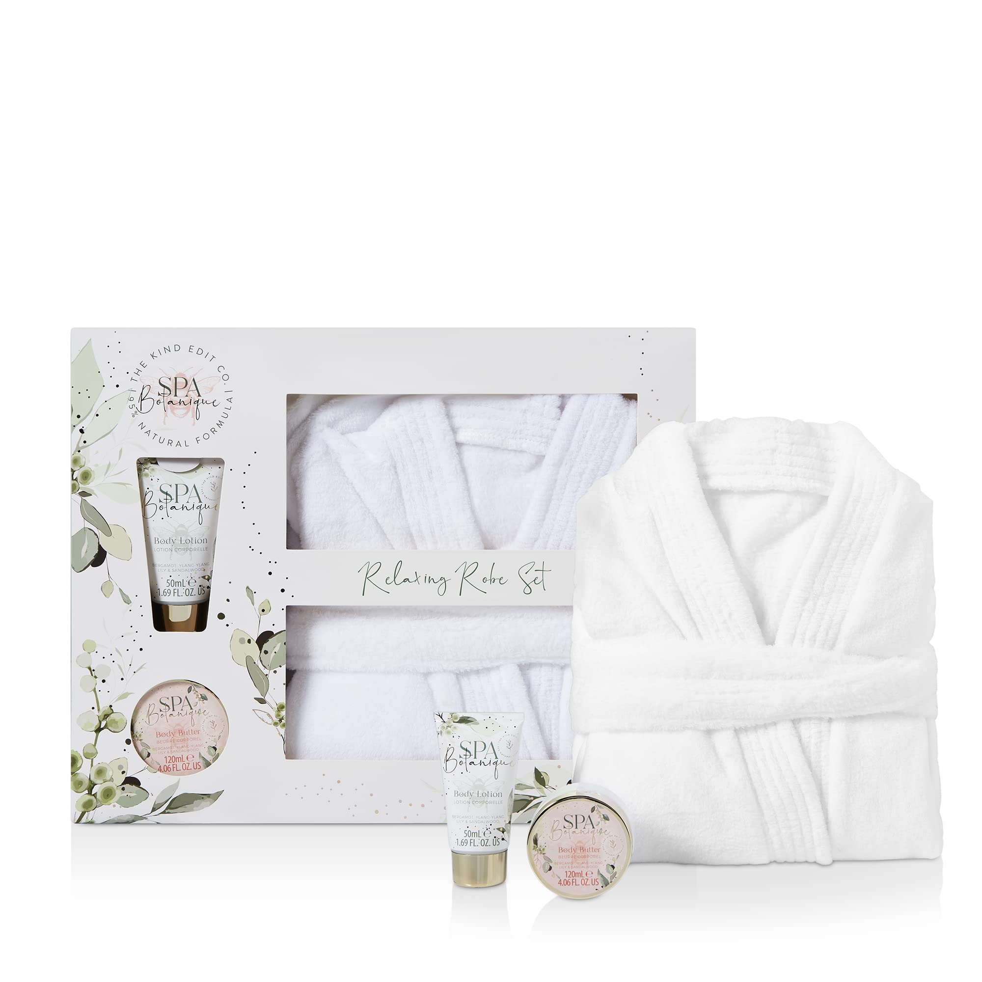 The Kind Edit Co. Spa Botanique Bath Robe Gift Set 50ml Body Lotion + 120ml Body Butter + Bath Robe