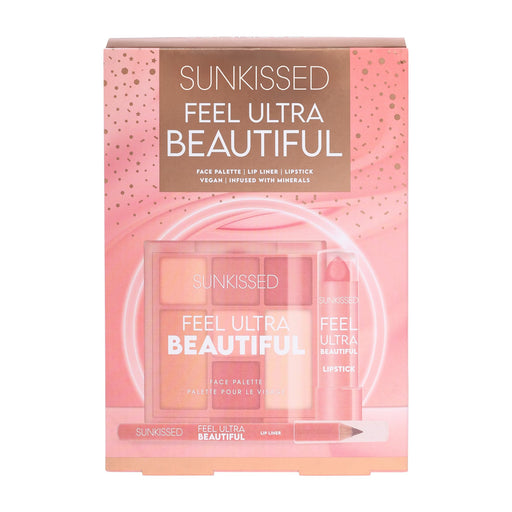 Sunkissed Feel Ultra Beautiful Gift Set Face Palette + Lip Liner + Lipstick