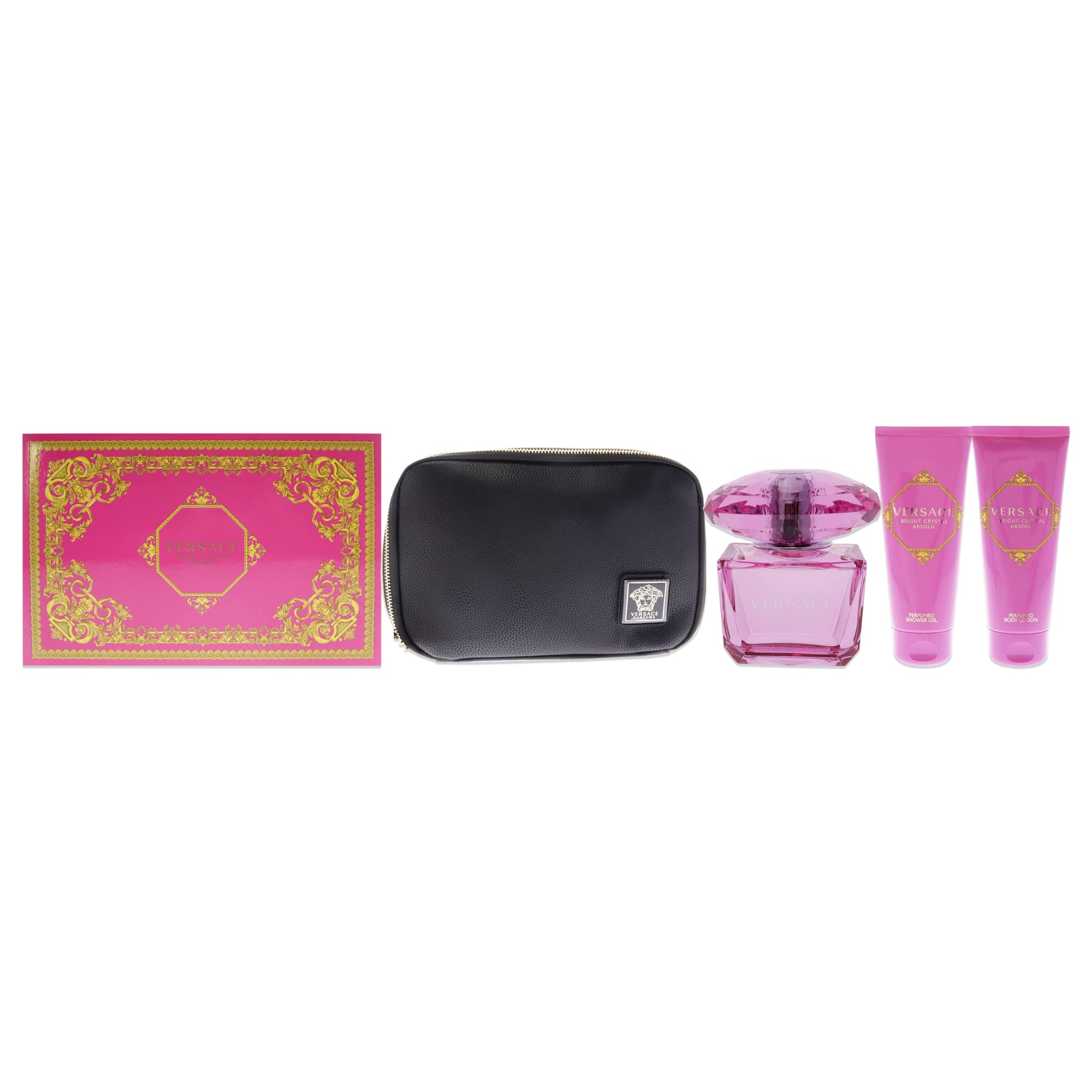Versace Bright Crystal Absolu Gift Set 90ml EDP + 100ml Body Lotion + 100ml Shower Gel + Pouch