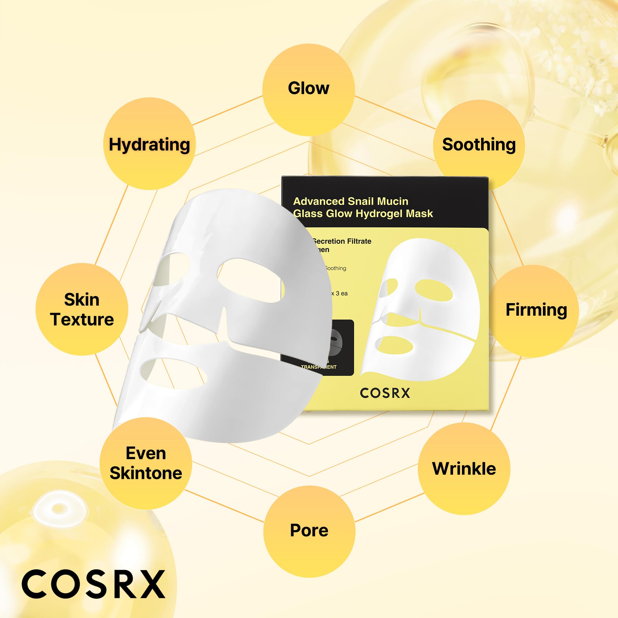 Cosrx Advanced Snail Mucin Glass Glow Hydrogel Face Mask 34g