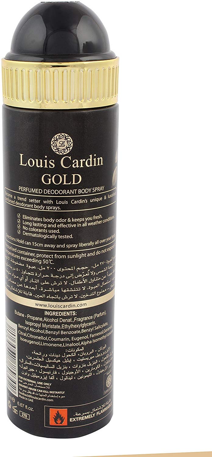 Louis Cardin Gold Perfumed Deodorant Spray 200ml