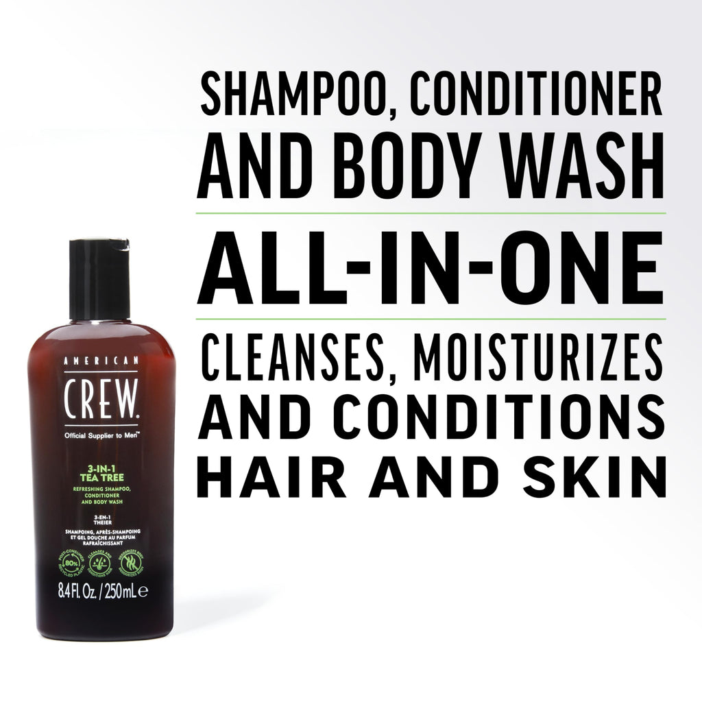 American Crew Tea Tree 3-in-1 Shampoo, Conditioner & Body Wash 450ml