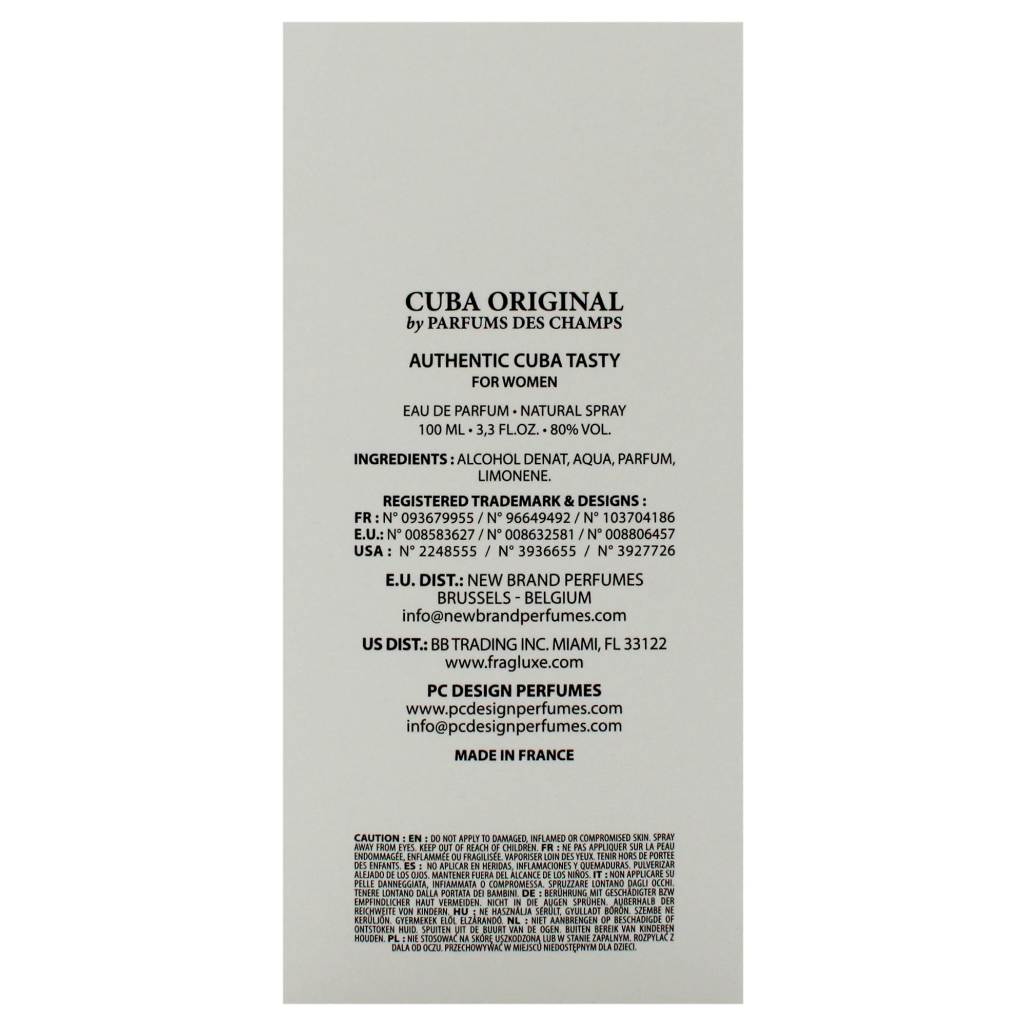 Cuba Paris AuthenticTasty Eau de Parfum 100 ML Spray