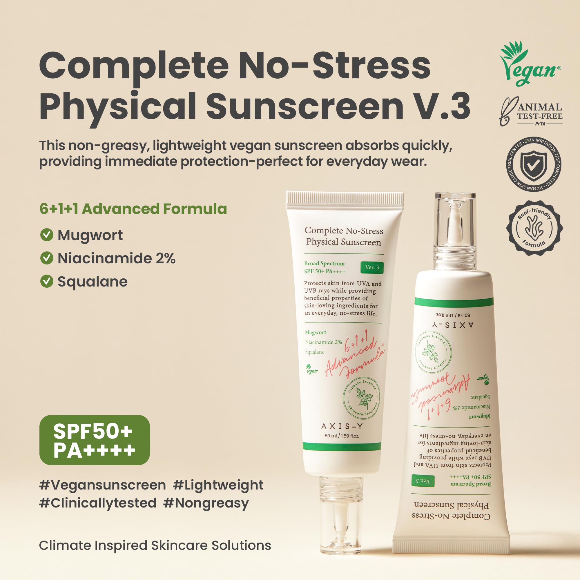 AXIS-Y Complete No-Stress Physical Sunscreen SPF50+ 50ml