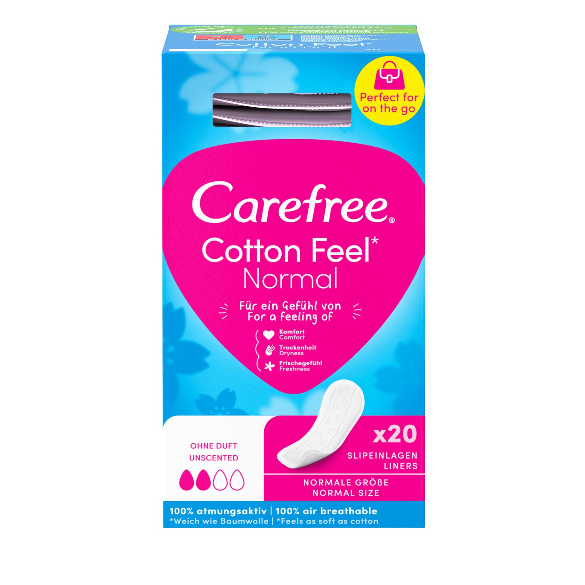 Carefree Breathable Panty Liners Cotton 12 Pack