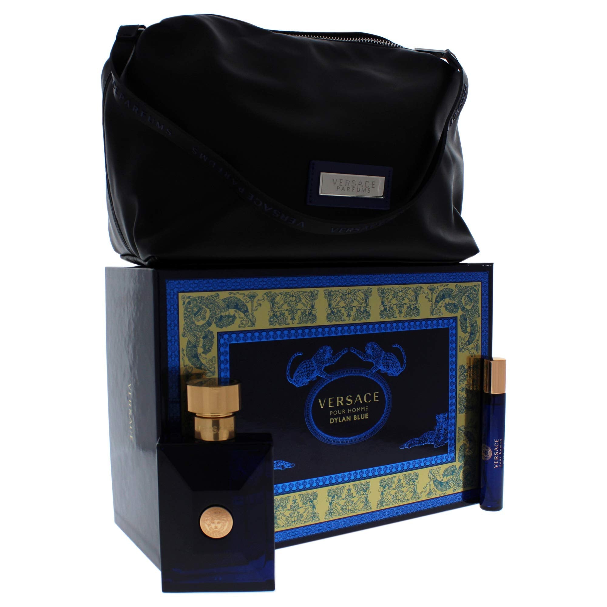 Versace Pour Homme Dylan Blue Gift Set 100ml EDT + 10ml EDT + Toiletry Bag - Eau De Toilette at MyBeautyBoutique by Versace