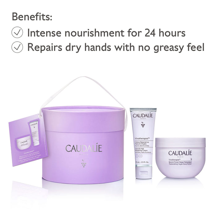 Caudalie Vinotherapist Body Moisture Duo Gift Set 250g Replenishing Vegan Body Butter + 75ml Hand & Nail Repairing Cream