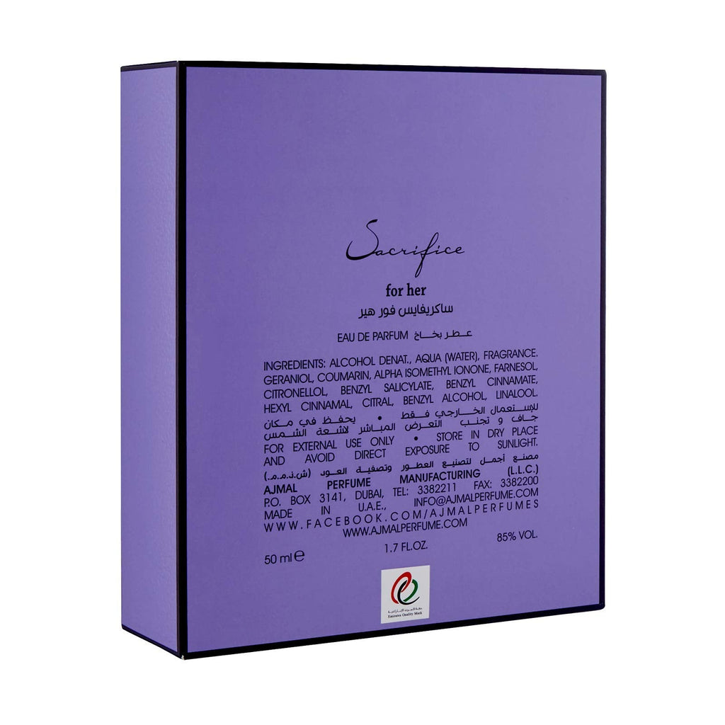 Ajmal Sacrifice For Her Eau de Parfum 50ml Spray - Fragrance at MyBeautyBoutique by Ajmal