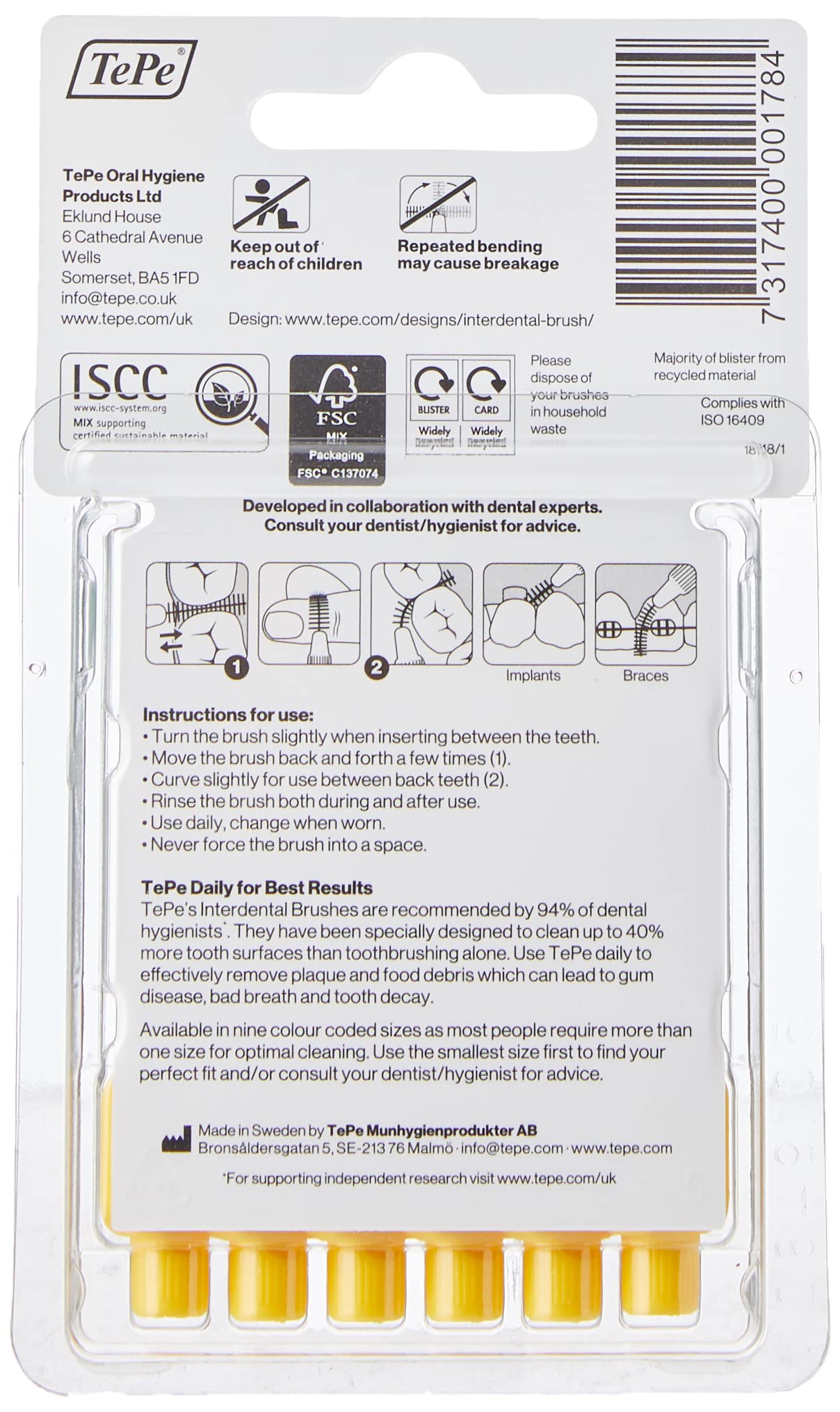 TePe Interdental Brushes Yellow 0.7mm 