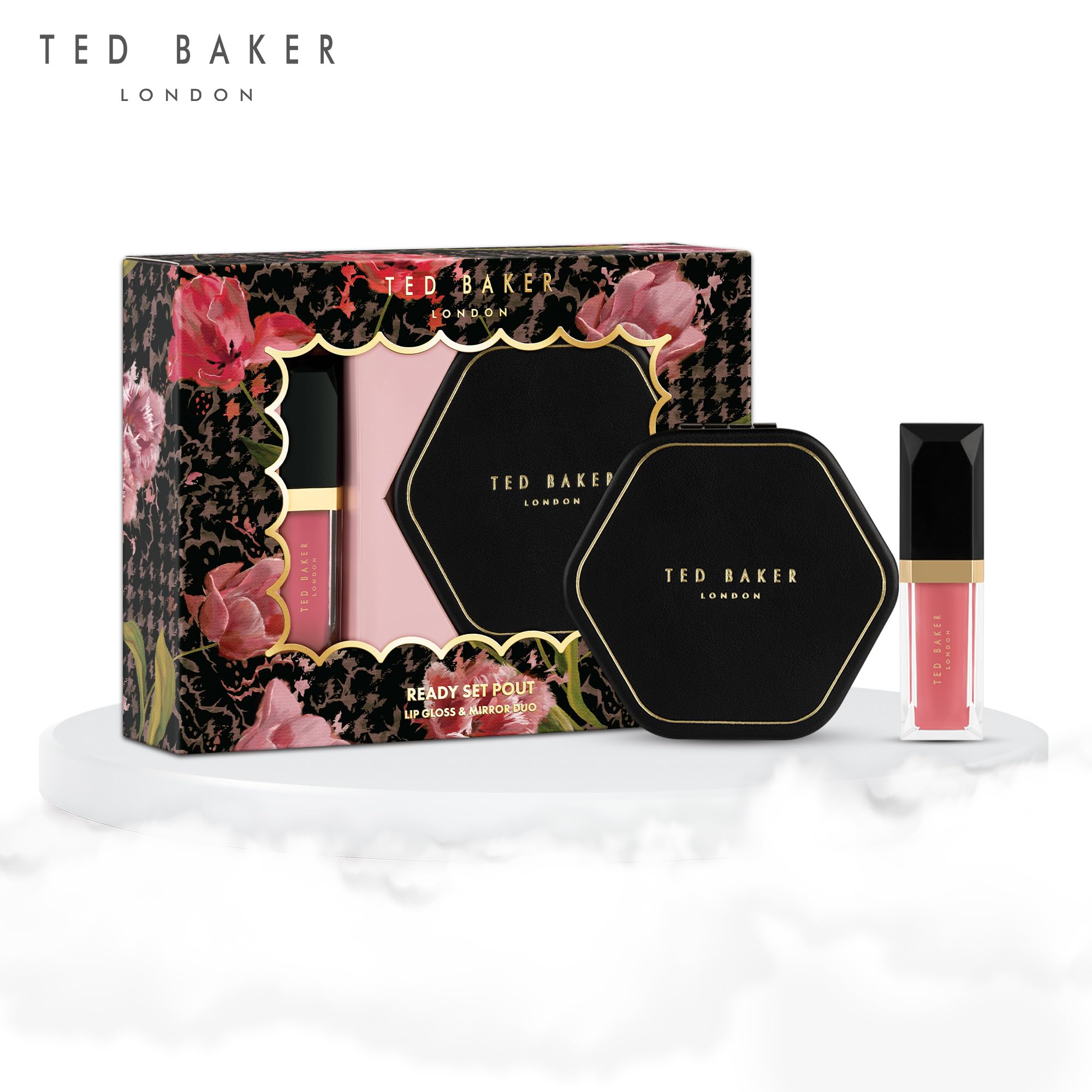Ted Baker Ready Set Pout Lip Gloss & Mirror Duo Gift Set 1x Lip Gloss + 1x Compact Mirror