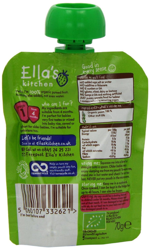 Ella's Kitchen Organic Pears First Tastes Baby Pouch 4+ Months 7 Pack