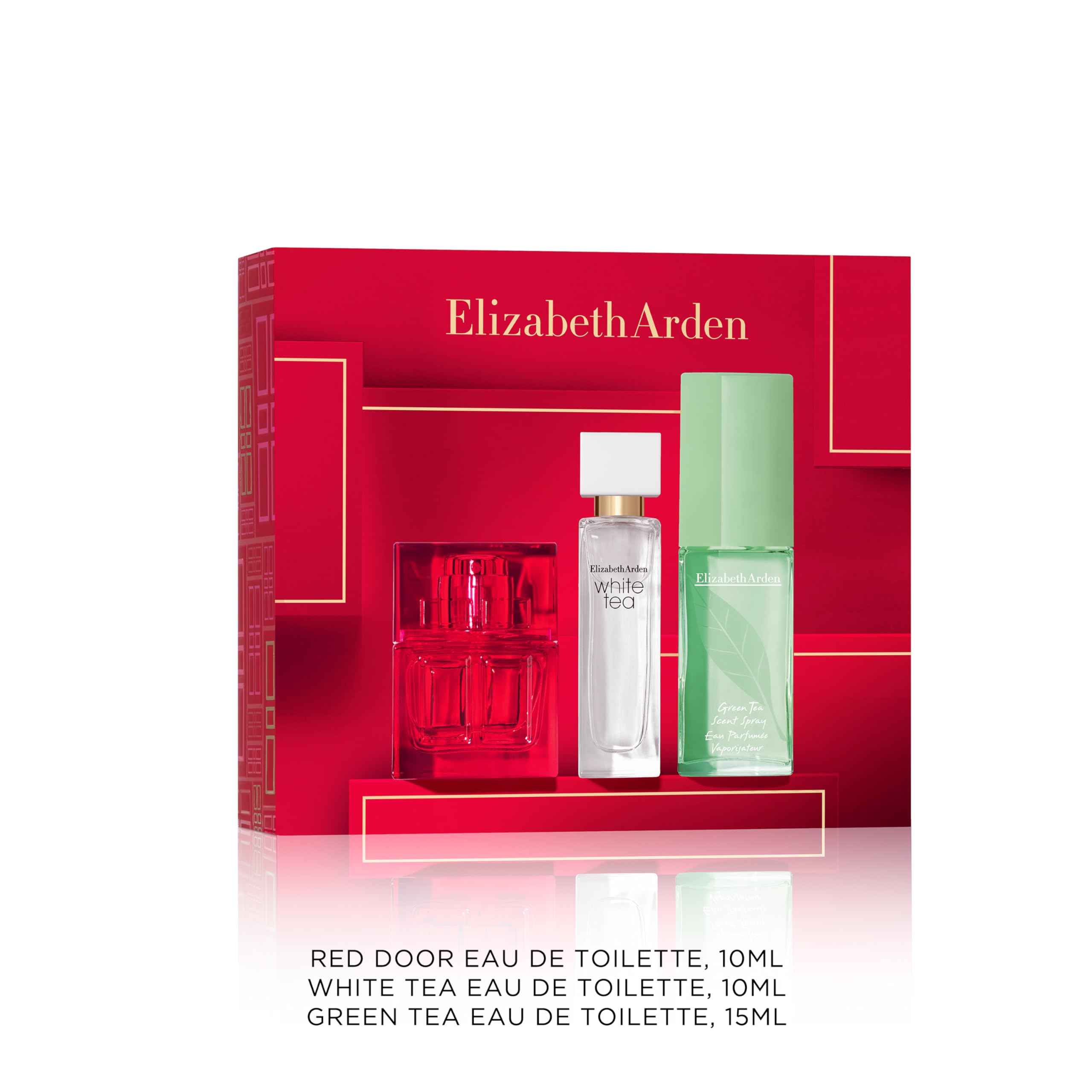 Elizabeth Arden Holiday Fragrance Gift Set 10ml Red Door EDT + 10ml White Tea EDT + 15ml Green Tea Scent Spray