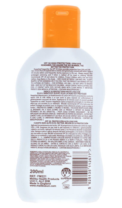 Malibu Sun Lotion SPF30 High Protection 200ml