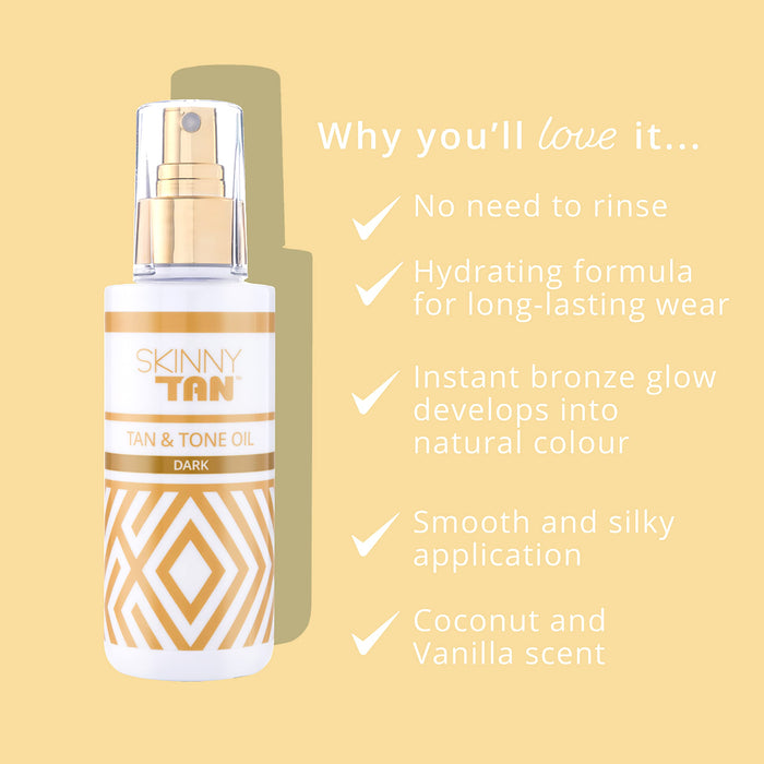 Skinny Tan Tan & Tone Self Tanning Oil Dark 145ml