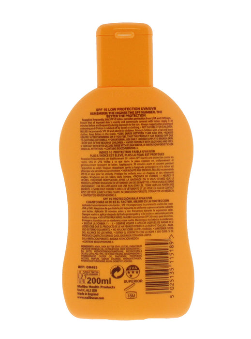 Malibu Sun Lotion SPF10 Low Protection 200ml Lotion