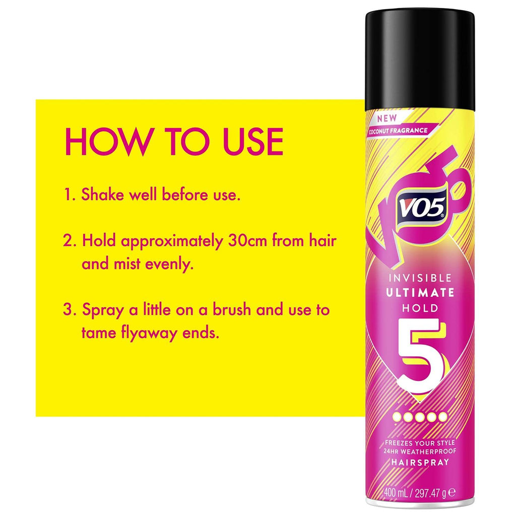 VO5 Invisible Ultimate Hold Hairspray 400ml - 5