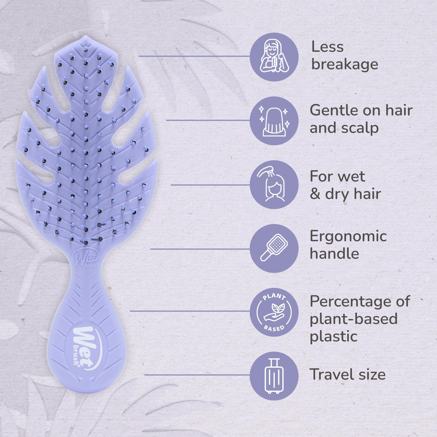 Wet Brush Mini Detangler Hair Brush - Lavender