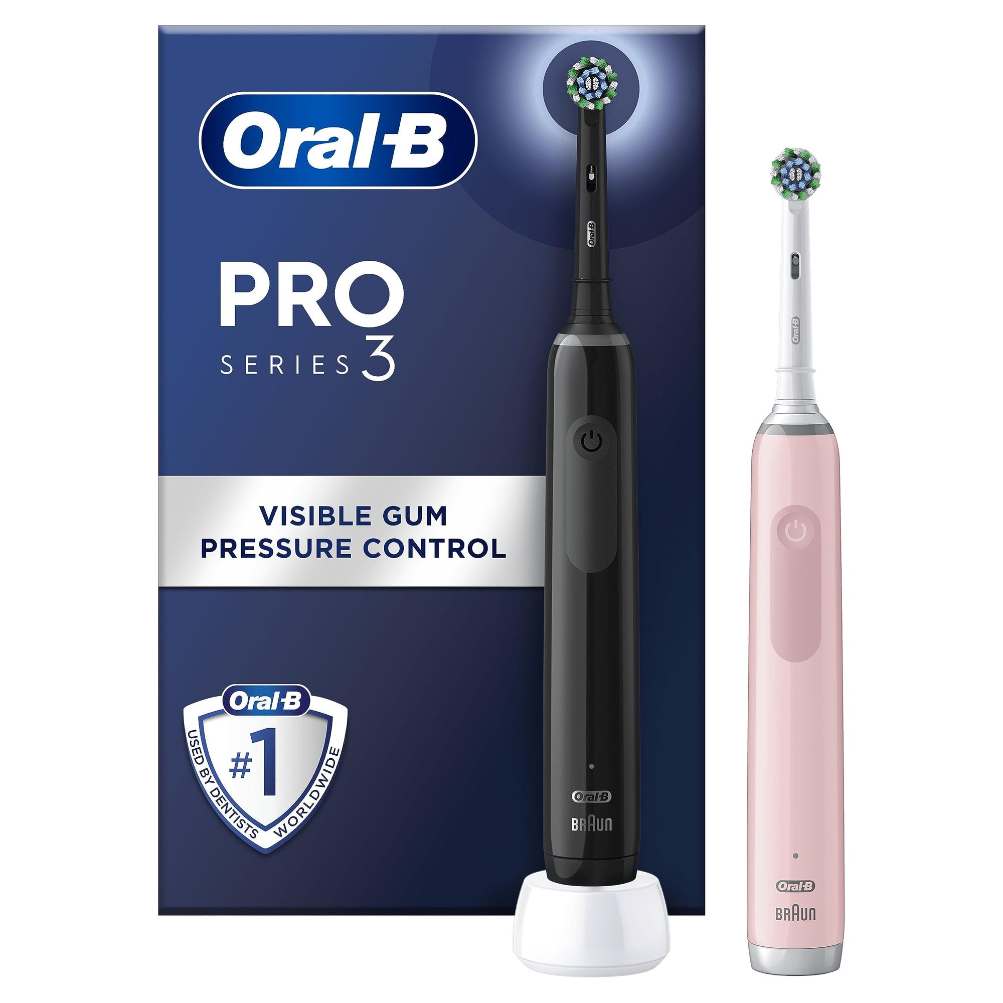 Oral-B Pro 3 3900 Black & Pink Electric Toothbrushes Designed By Braun