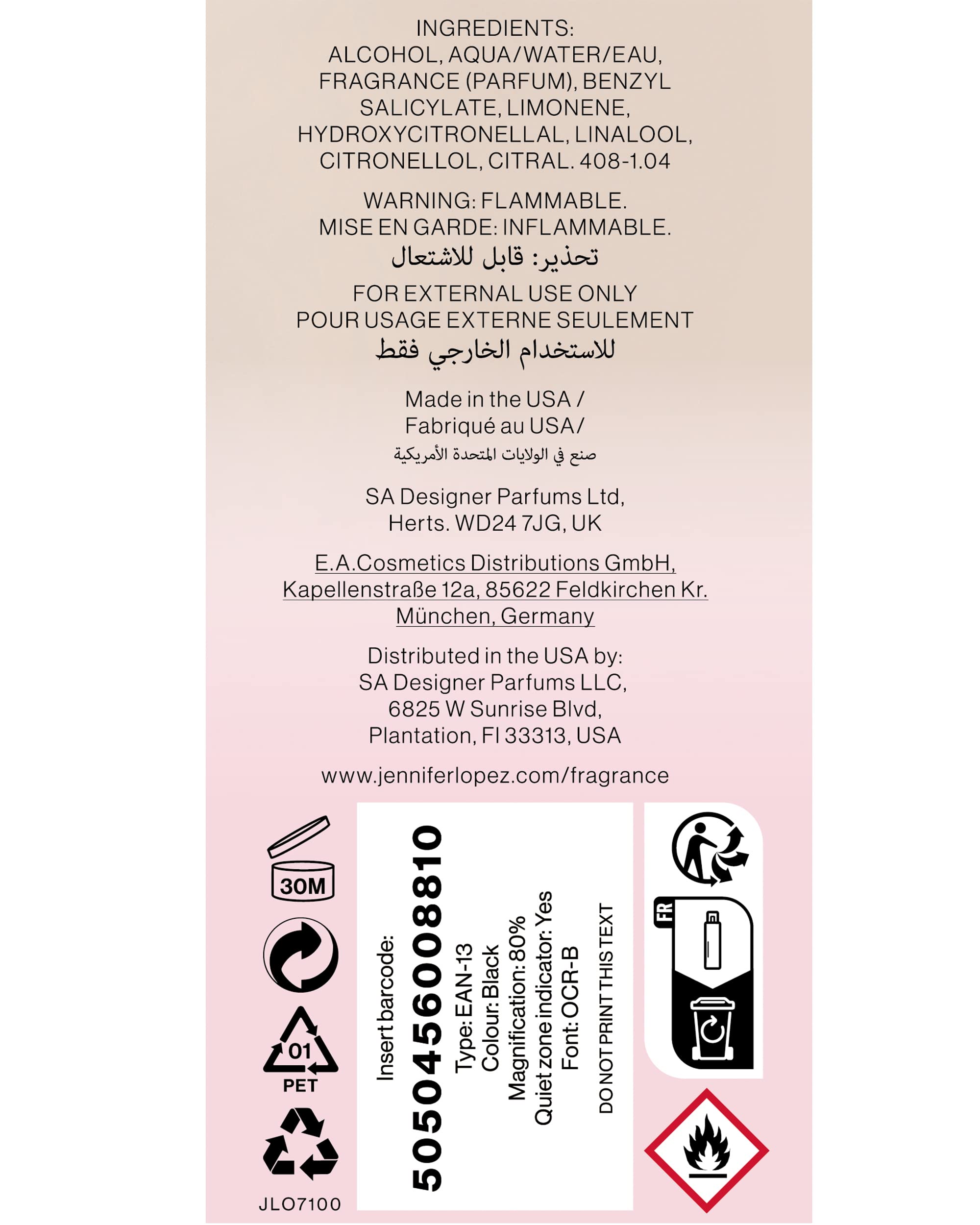 Jennifer Lopez JLust Fragrance Mist 240ml