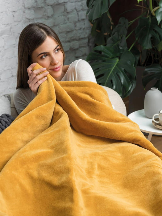 Dreamland SnuggleUp Warming Throw-Mustard 120X160