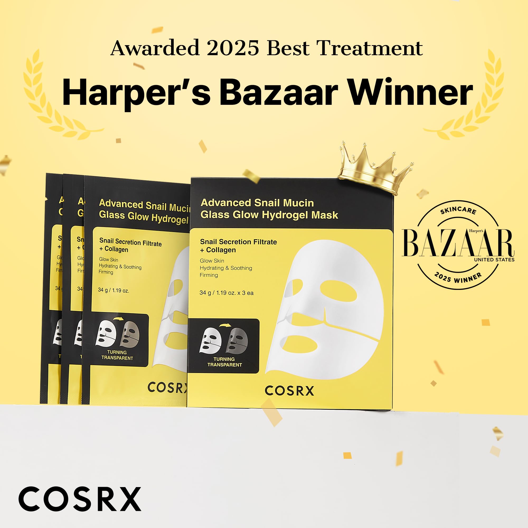 Cosrx Advanced Snail Mucin Glass Glow Hydrogel Face Mask 34g