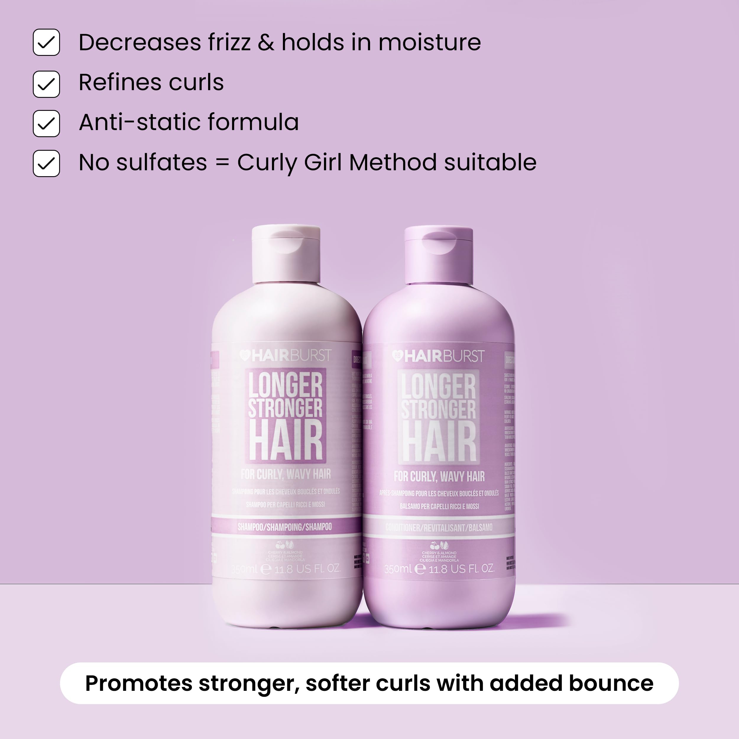Hairburst Curly and Wavy Hair Bundle - Shampoo 350ml + Conditioner 350ml