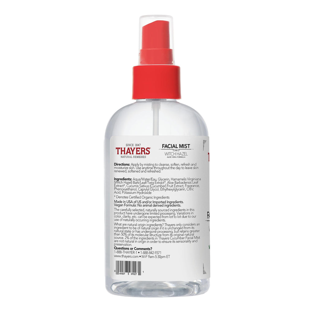 Thayers Witch Hazel Aloe Vera Formula Facial Mist 237ml - Cucumber/Alcohol Free