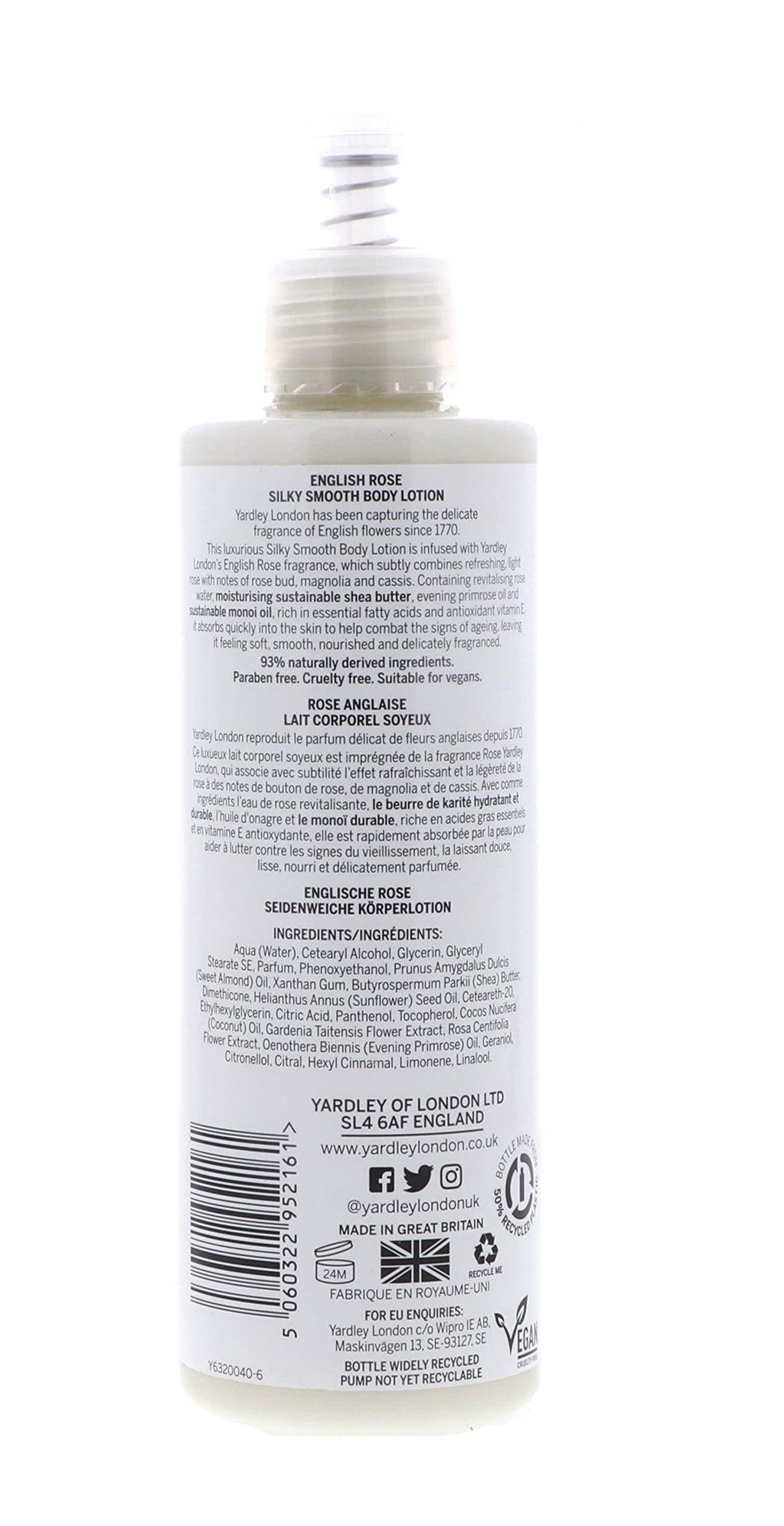 Yardley English Rose Moisturising Body Lotion 250ml