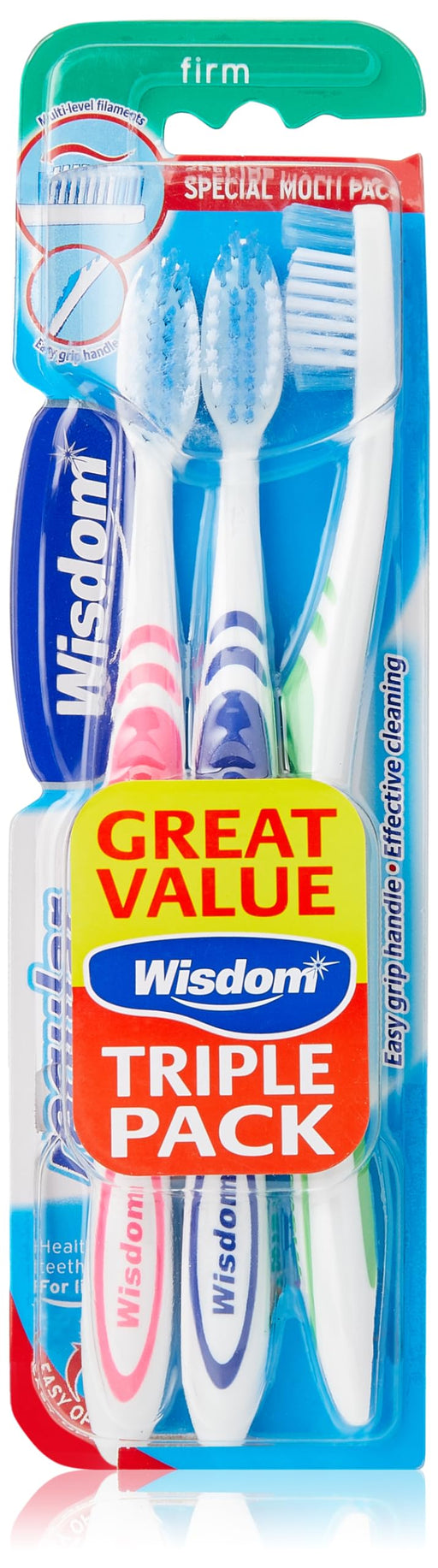 Wisdom Firm Regular Plus Triple Pack Toothbrushes