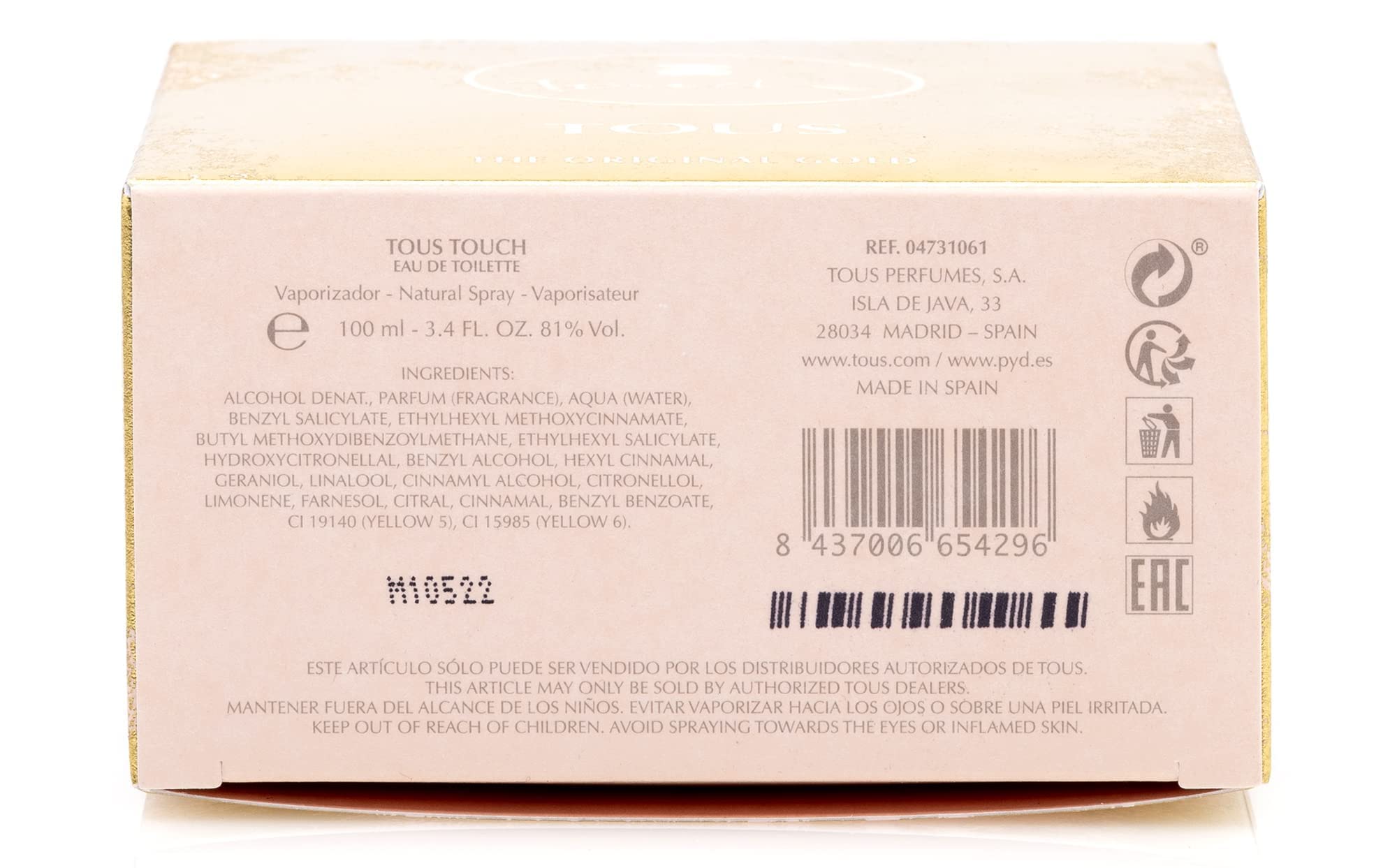 Tous Touch Eau de Toilette 100ml Spray - Eau De Toilette at MyBeautyBoutique by Tous