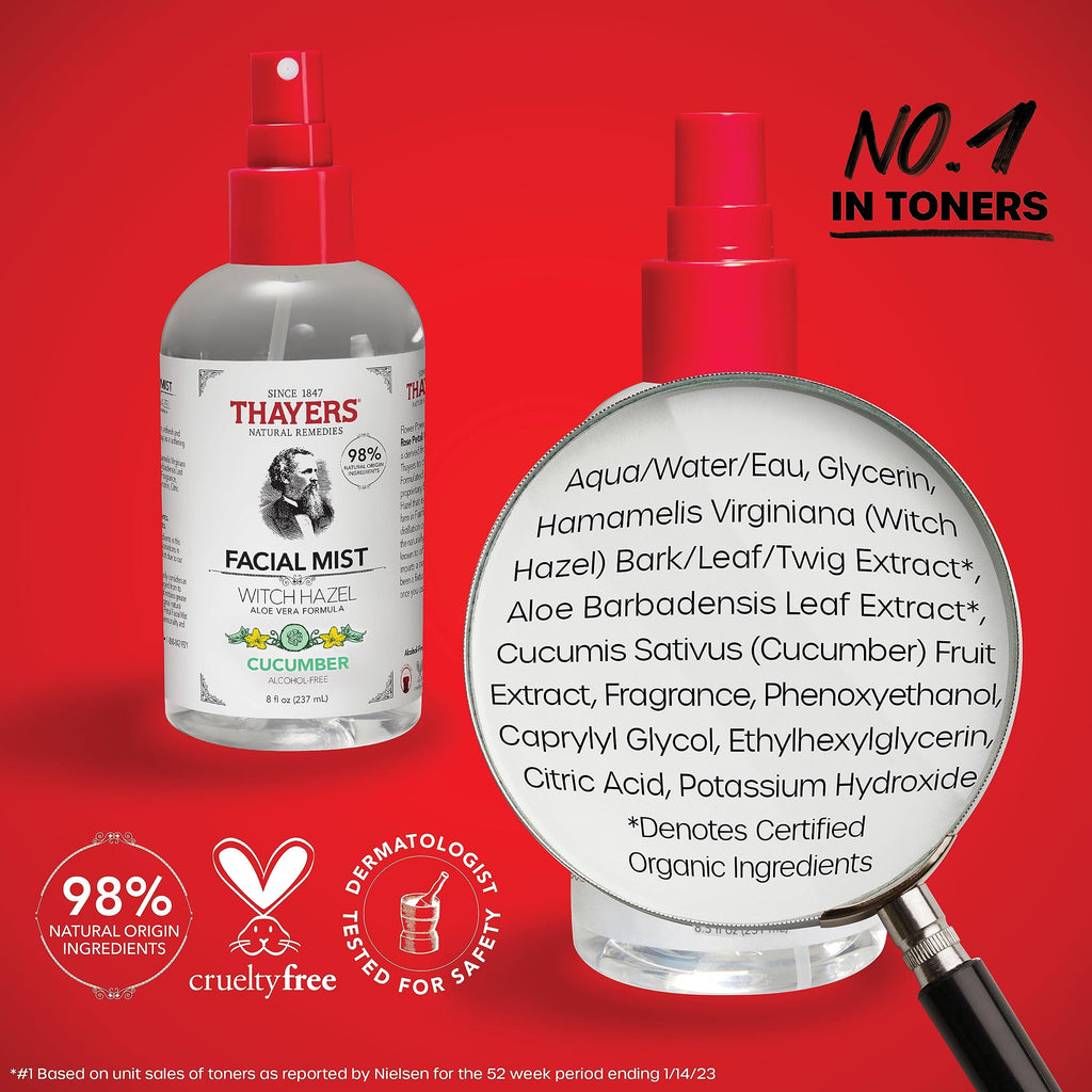Thayers Witch Hazel Aloe Vera Formula Facial Mist 237ml - Cucumber/Alcohol Free