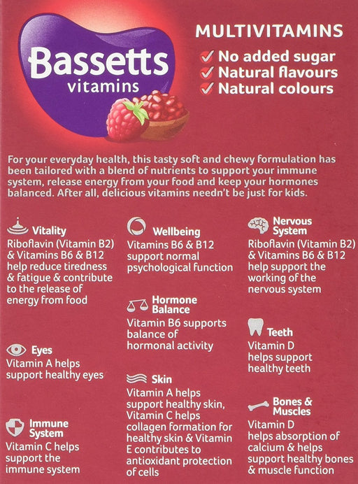 Bassett's Multi-Vitamin Pastilles Adult Raspberry and Pomegranate