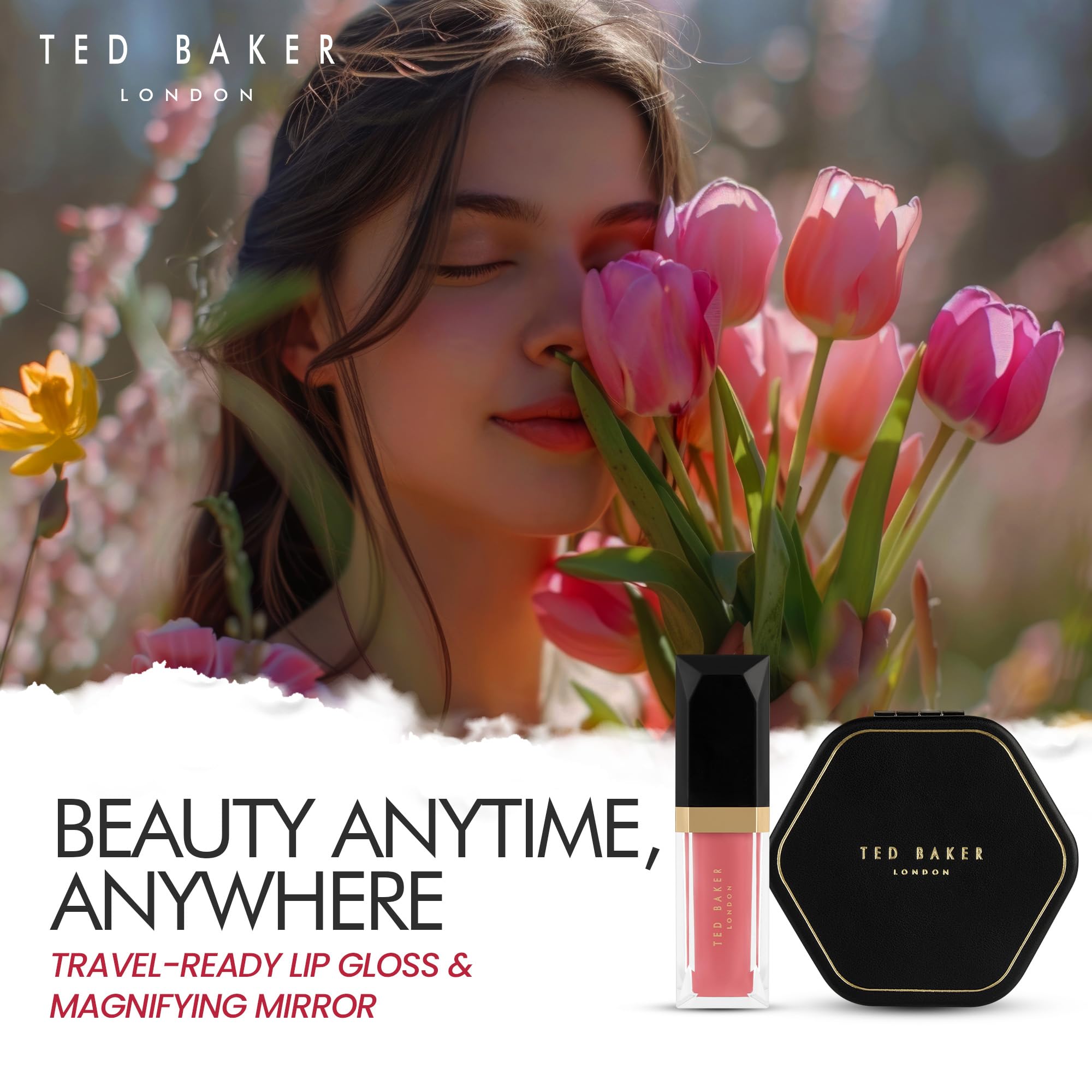 Ted Baker Ready Set Pout Lip Gloss & Mirror Duo Gift Set 1x Lip Gloss + 1x Compact Mirror