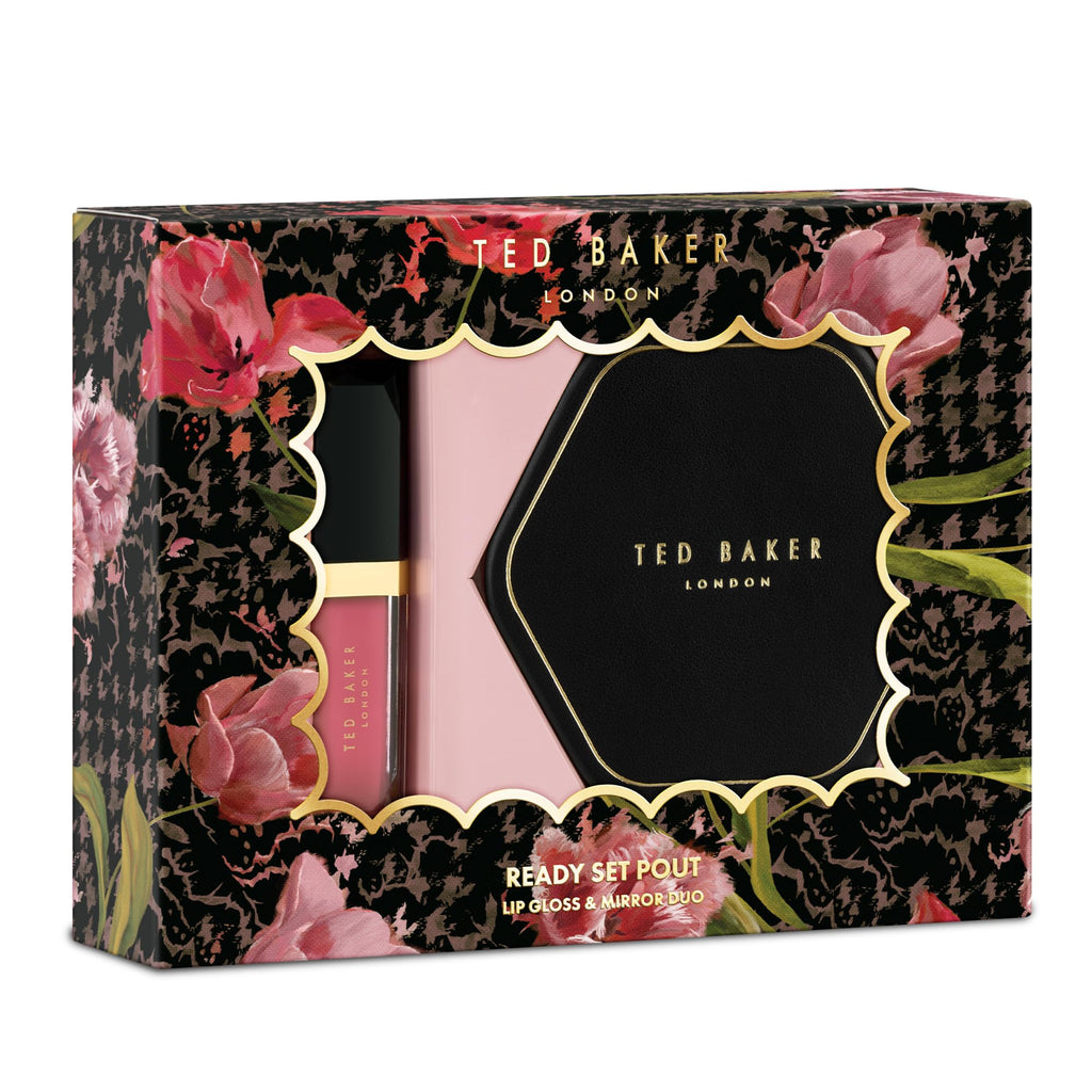Ted Baker Ready Set Pout Lip Gloss & Mirror Duo Gift Set 1x Lip Gloss + 1x Compact Mirror