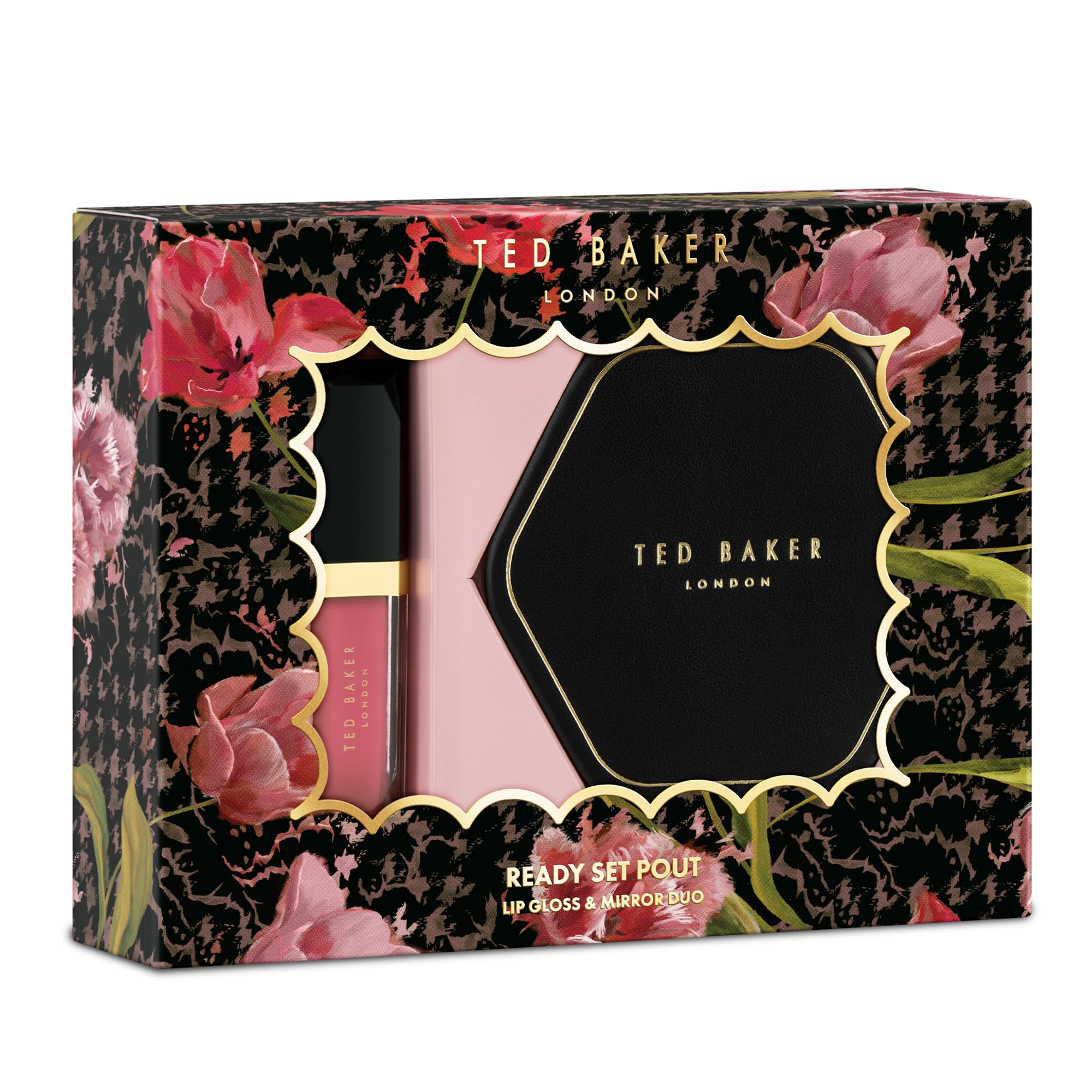 Ted Baker Ready Set Pout Lip Gloss & Mirror Duo Gift Set 1x Lip Gloss + 1x Compact Mirror