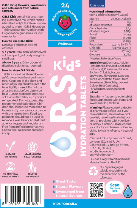 O.R.S Kids Hydration Soluble Tablets Strawberry